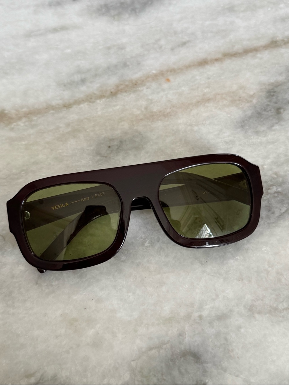 VEHLA Men's Dark Brown Frame Sunglasses with Green Lenses